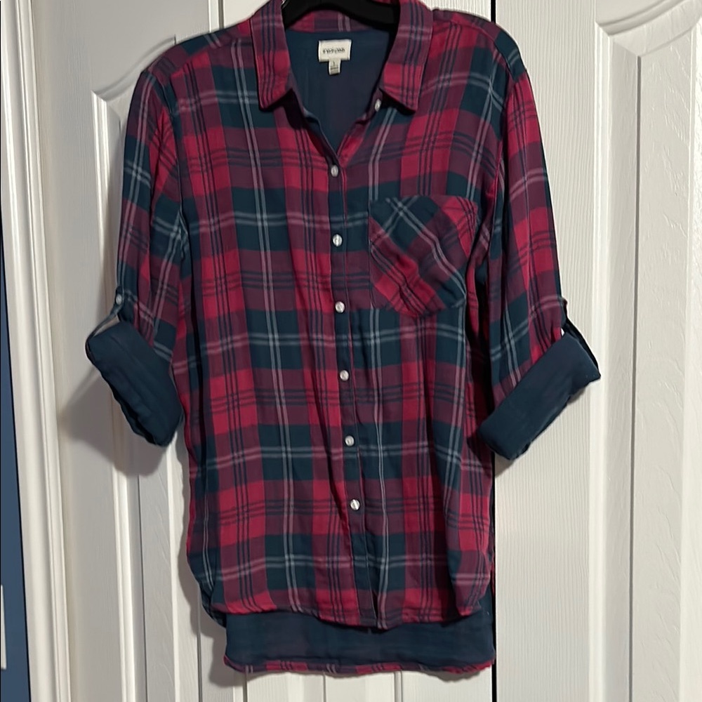 Sneak Peek deep Pink and Blue Plaid Shirt